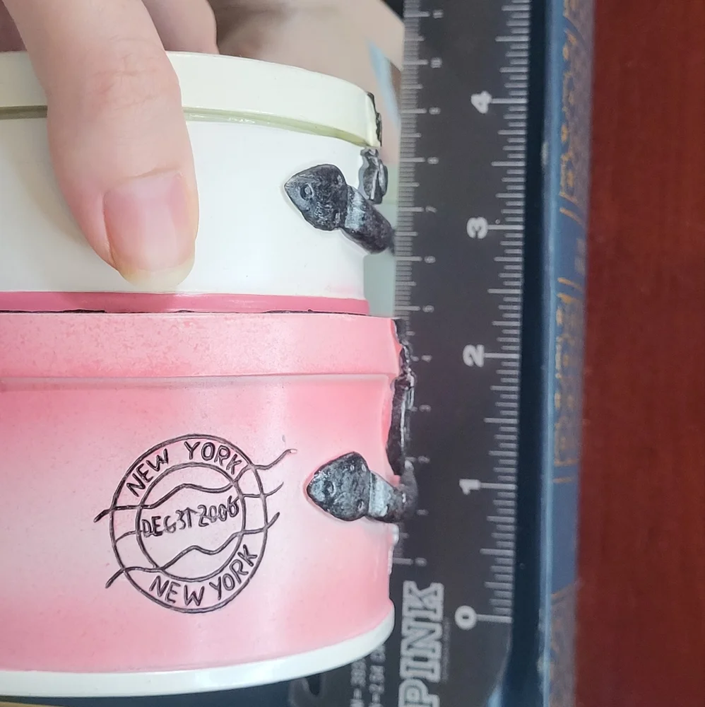Cotton ball jar Shopping Spree Sears 2006 Pink black decor 4 x 4